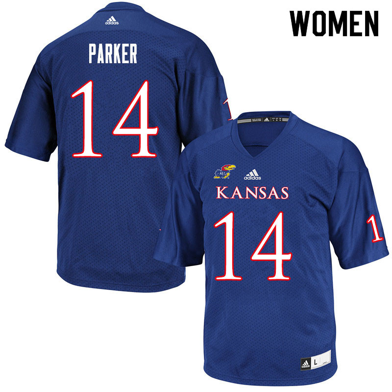 Women #14 Steven Parker Kansas Jayhawks College Football Jerseys Sale-Royal - Click Image to Close